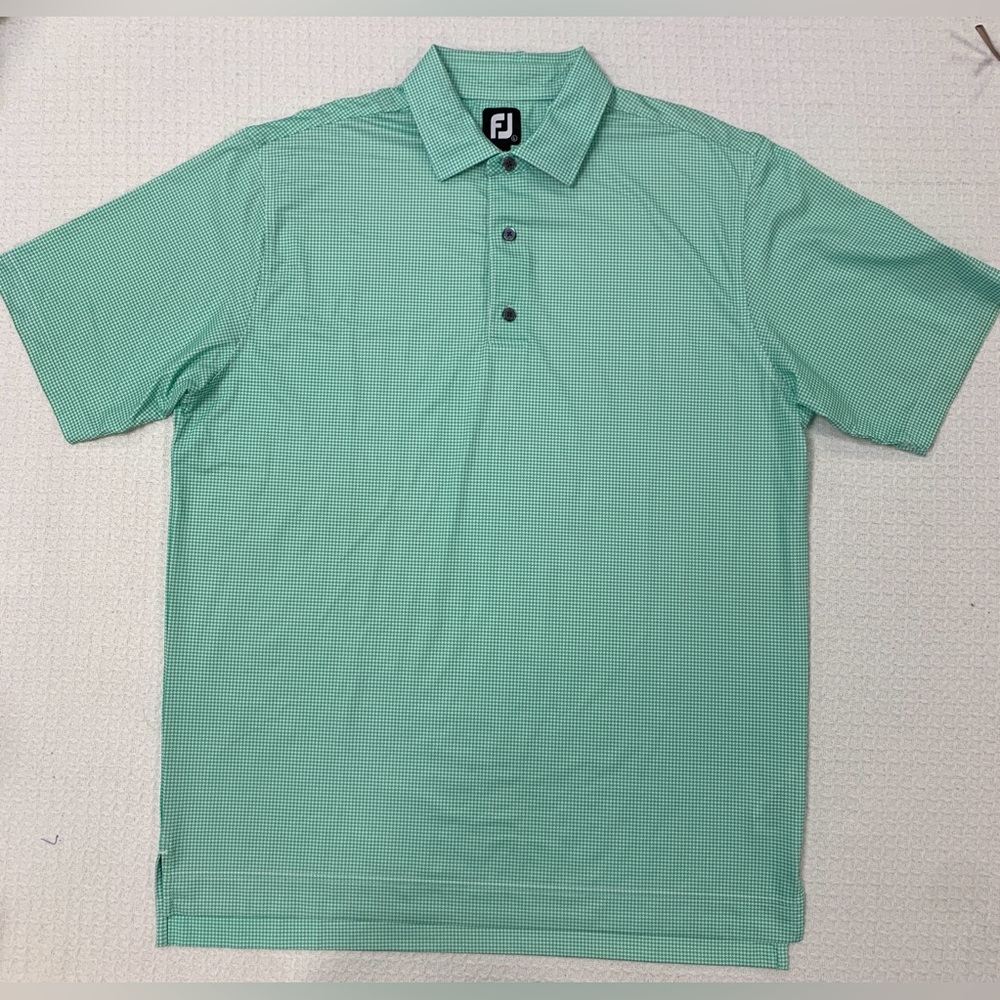 Foot Joy Men's Green Golf Houndstooth pattern Polo